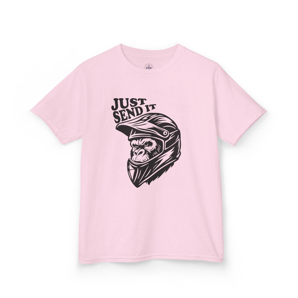 Just Send It Kids Shirt – ATV Motocross Ape Helmet Tee for Boys & Girls | Off-Road Kids Rider Shirt