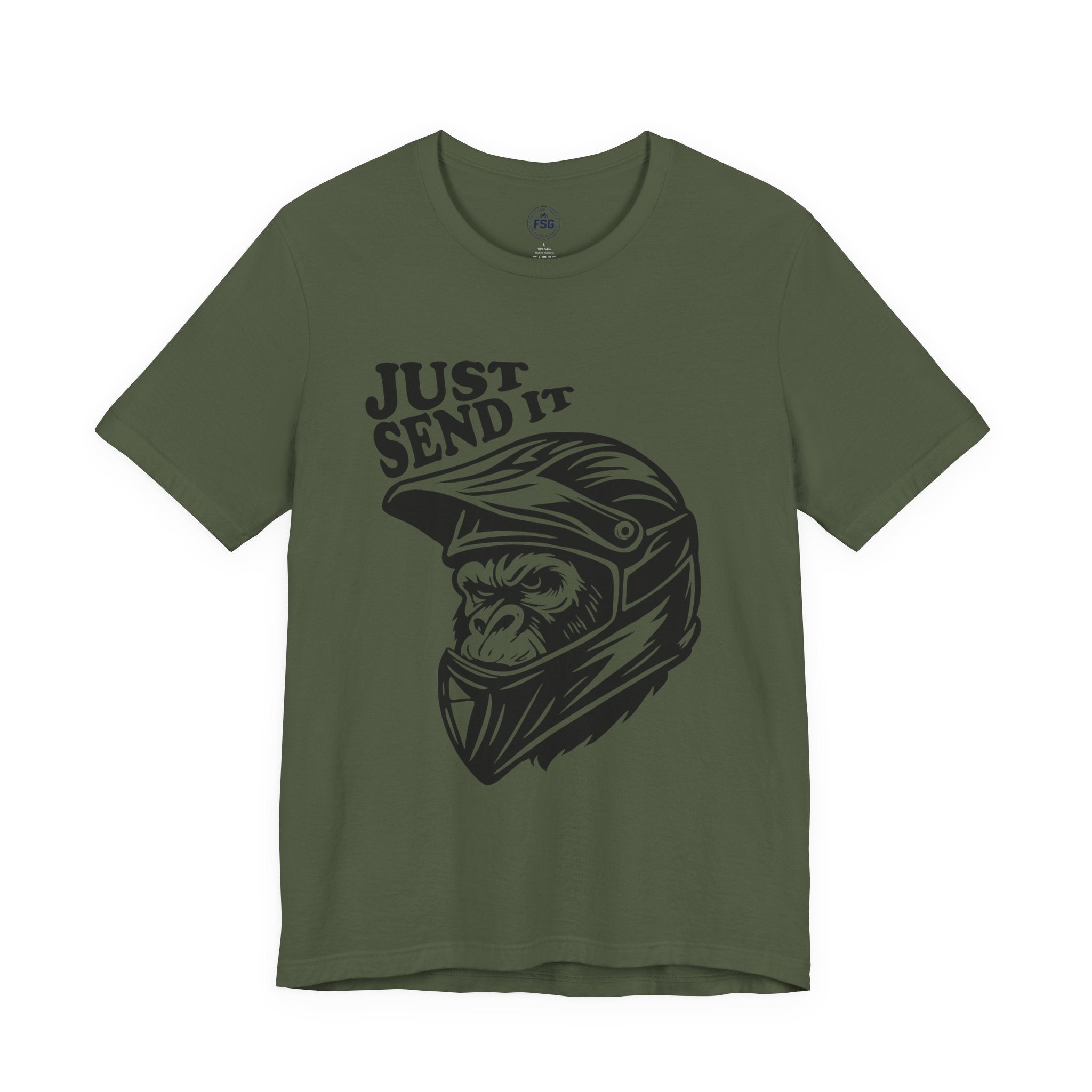 Just Send It Shirt – ATV Motocross Ape Helmet Tee | Off-Road Trail Rider Graphic Shirt