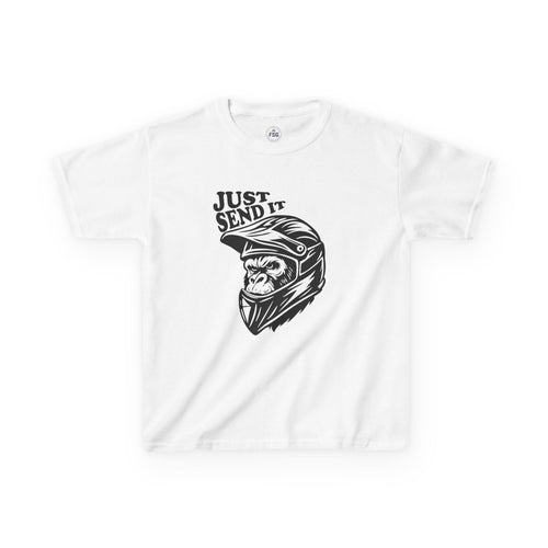 Just Send It Kids Shirt – ATV Motocross Ape Helmet Tee for Boys & Girls | Off-Road Kids Rider Shirt
