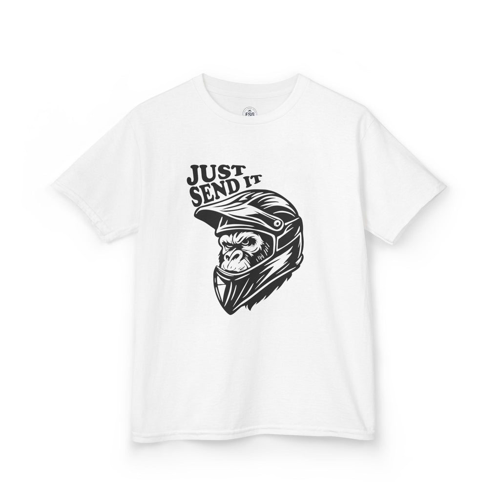 Just Send It Kids Shirt – ATV Motocross Ape Helmet Tee for Boys & Girls | Off-Road Kids Rider Shirt