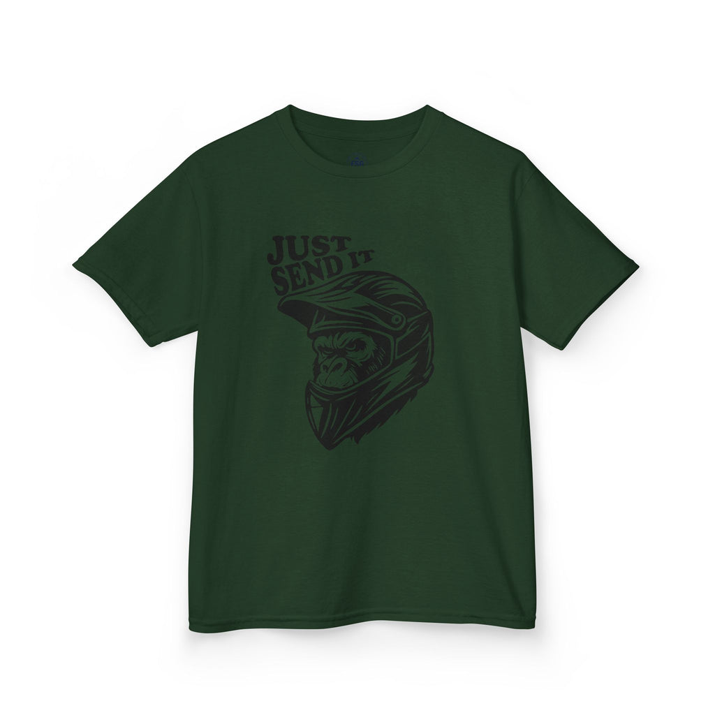 Just Send It Kids Shirt – ATV Motocross Ape Helmet Tee for Boys & Girls | Off-Road Kids Rider Shirt