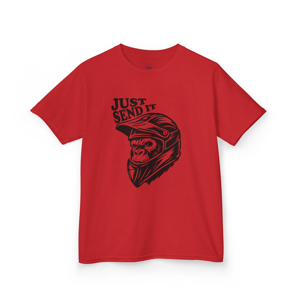 Just Send It Kids Shirt – ATV Motocross Ape Helmet Tee for Boys & Girls | Off-Road Kids Rider Shirt