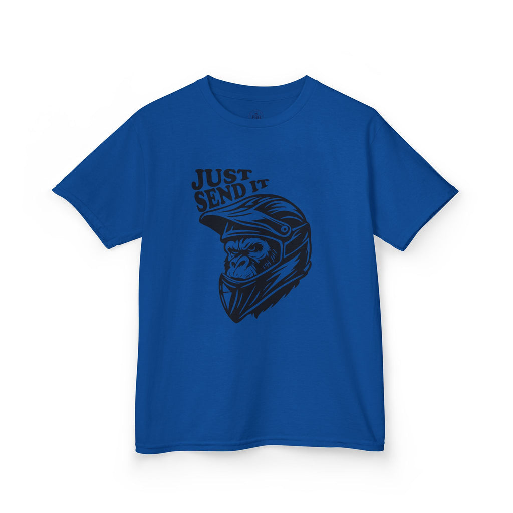 Just Send It Kids Shirt – ATV Motocross Ape Helmet Tee for Boys & Girls | Off-Road Kids Rider Shirt