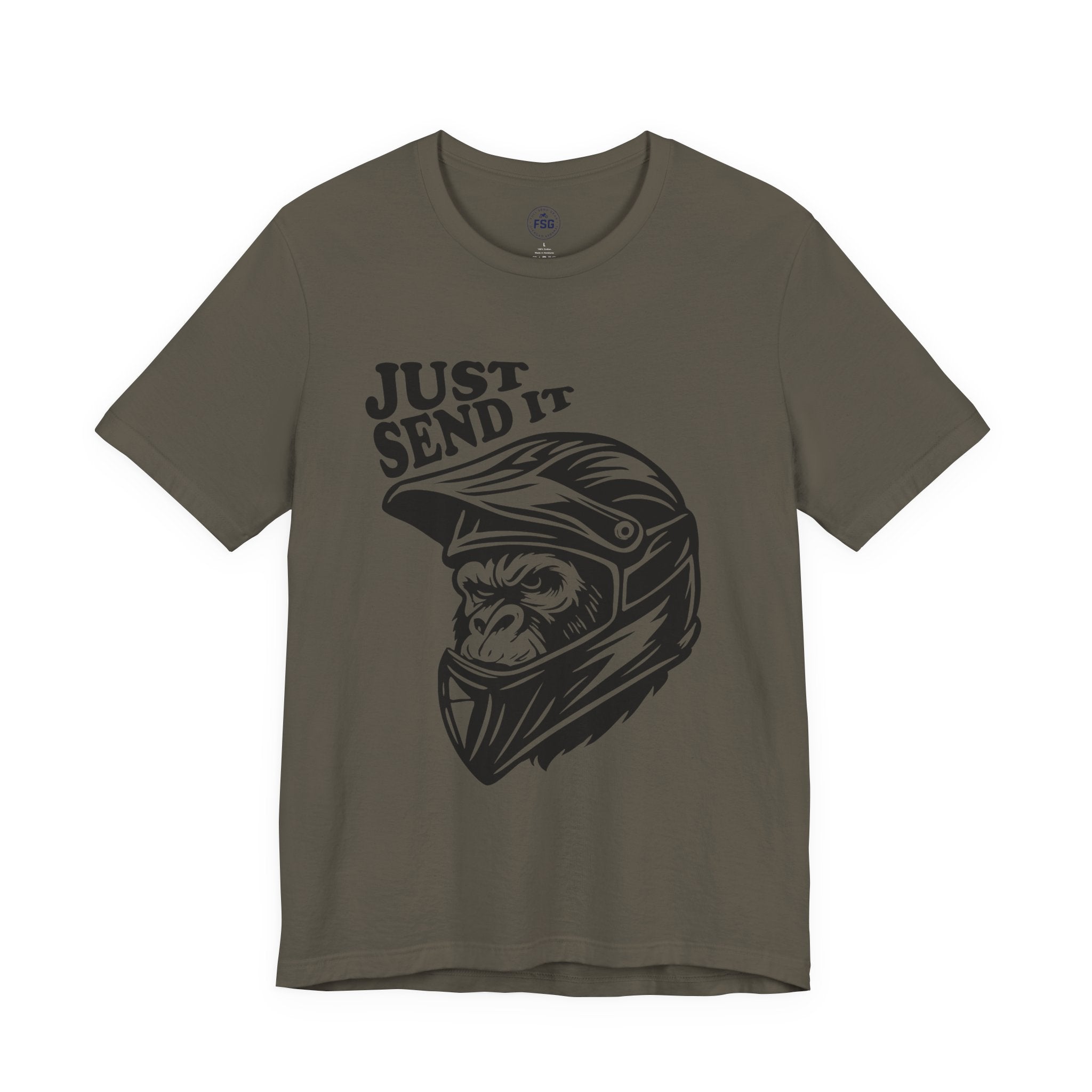 Just Send It Shirt – ATV Motocross Ape Helmet Tee | Off-Road Trail Rider Graphic Shirt
